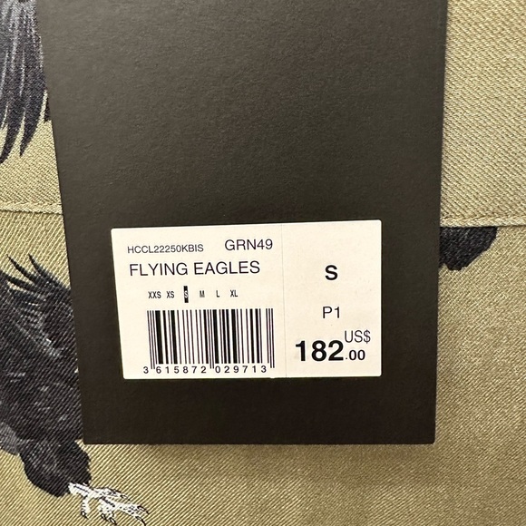 THE KOOPLES Button Down Shirt Relaxed Fit Olive Green Flying Eagle Men Women NWT - Picture 9 of 14